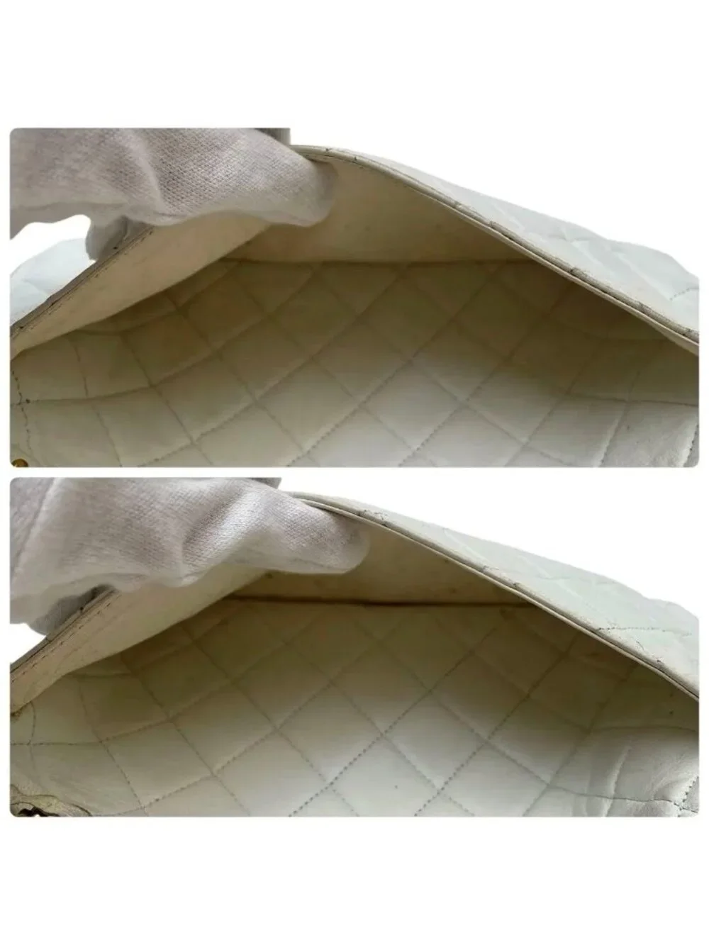 Chanel Quilted Lambskin Chain Shoulder Bag White Coco